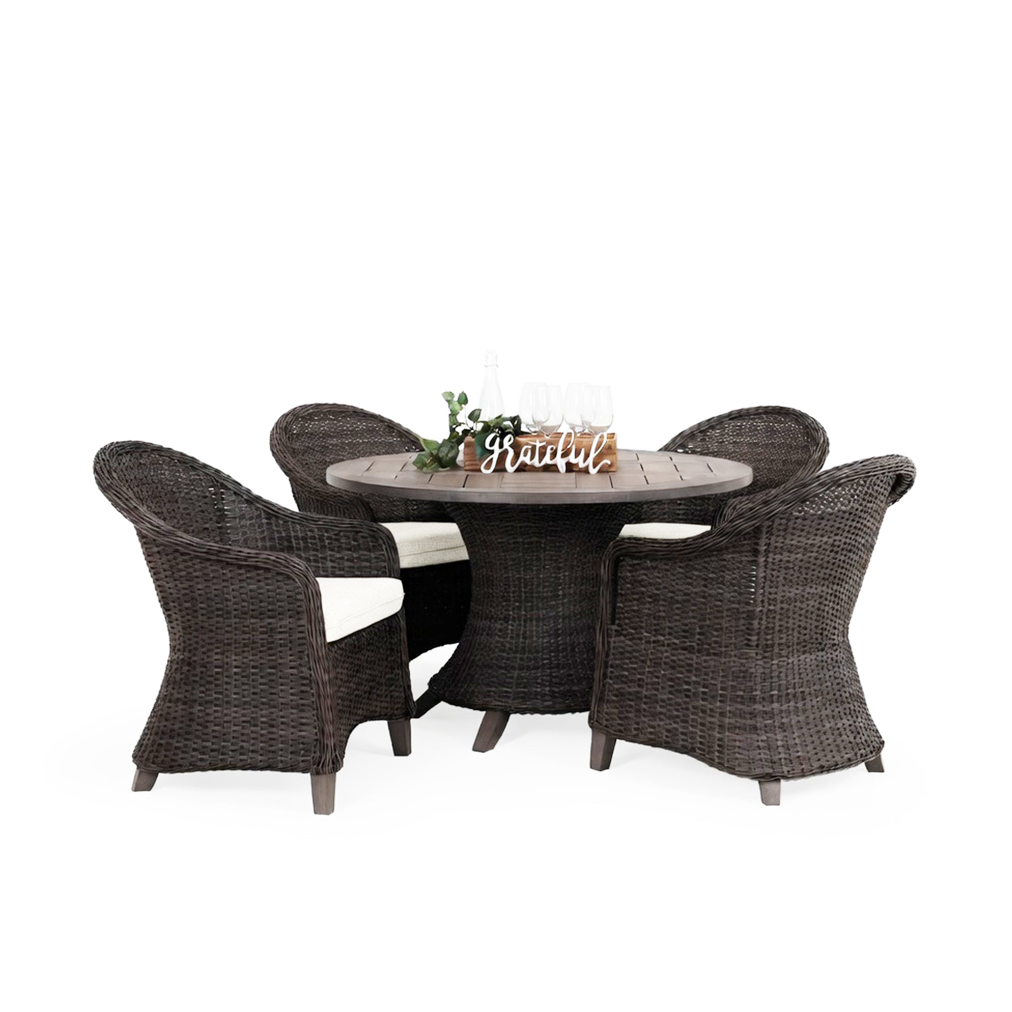 Sanibel Outdoor Wicker 5 Piece 48" Round Dining Set - Leaders Furniture