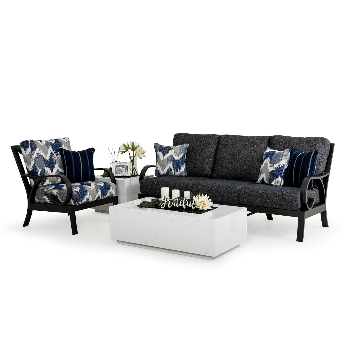St. Martin Outdoor Aluminum Square Faux Marble Fire Pit