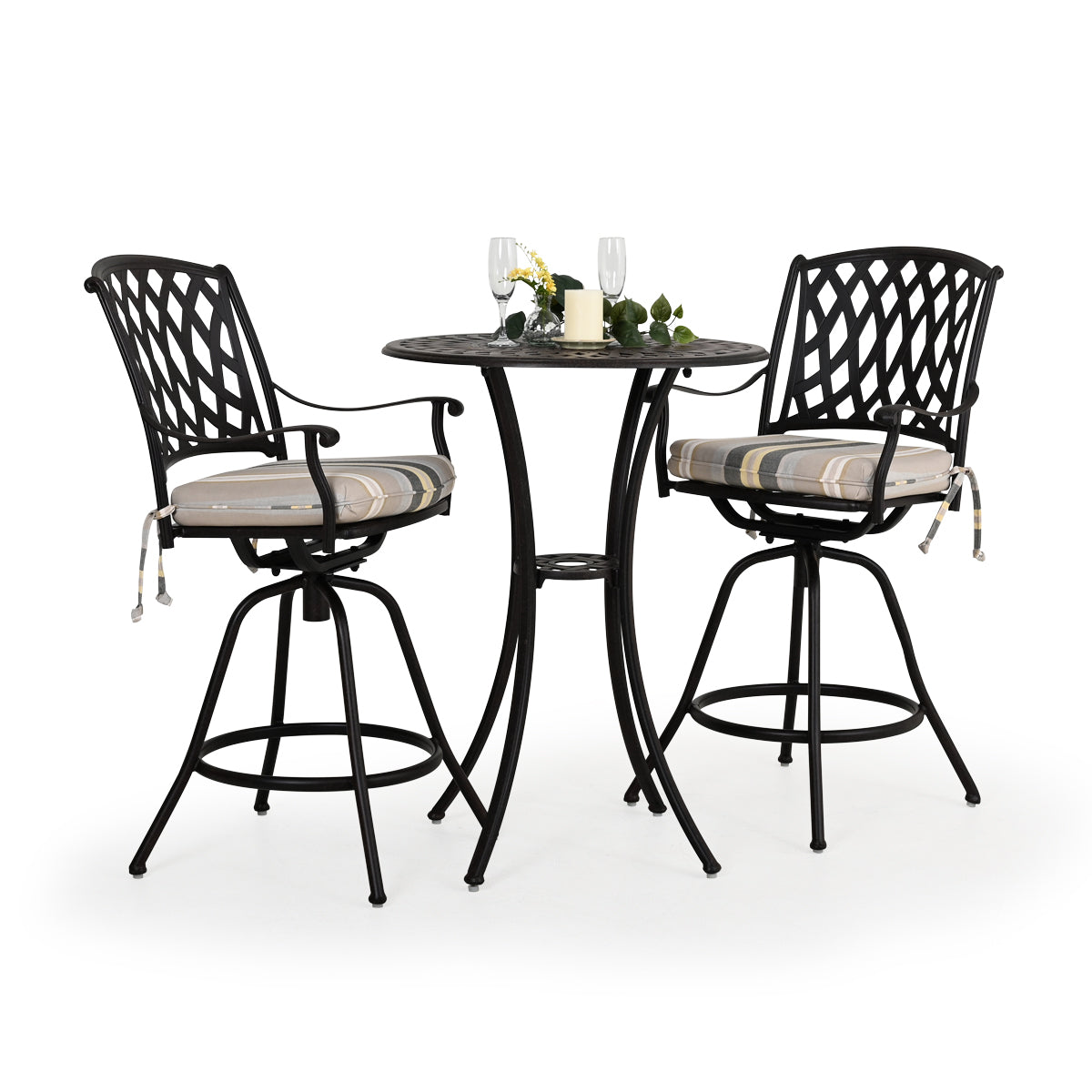 Trellis Outdoor Cast Aluminum 3 Piece Bar Set