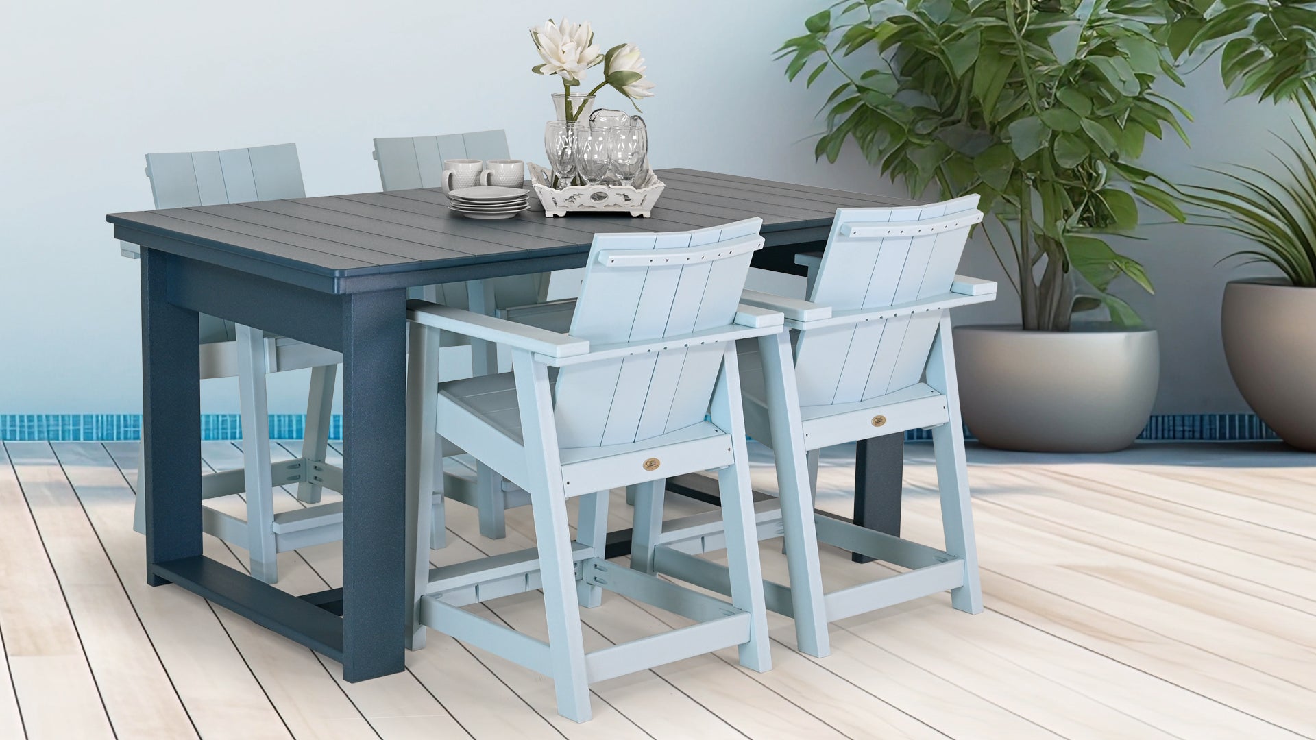 Oceanside Outdoor Poly Lumber Double Glider with Cupholder