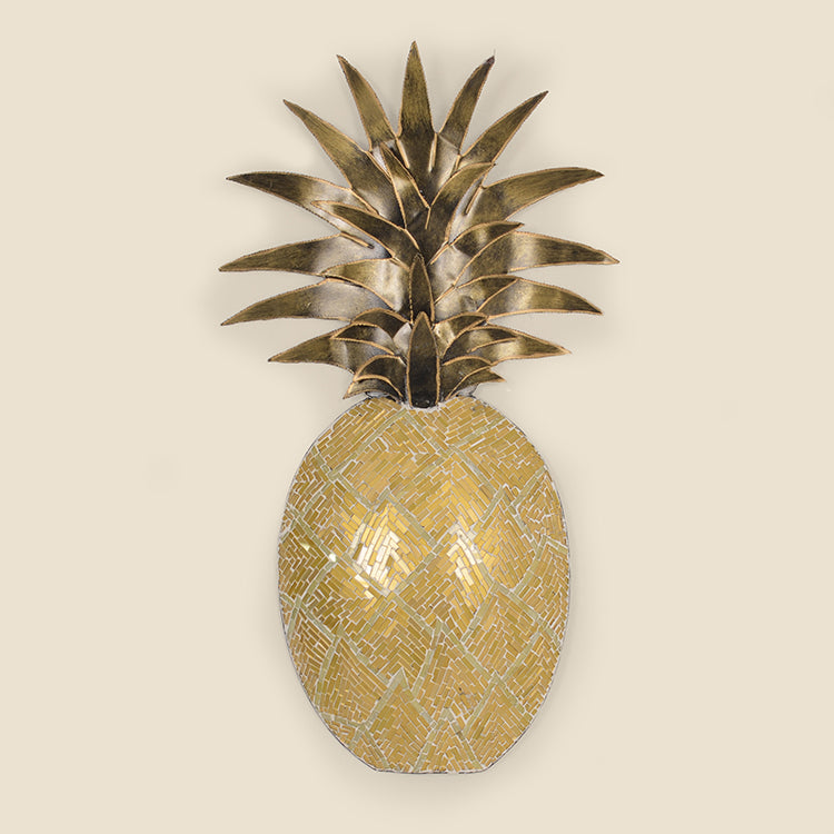 Indoor Gold Tone Metal Pineapple