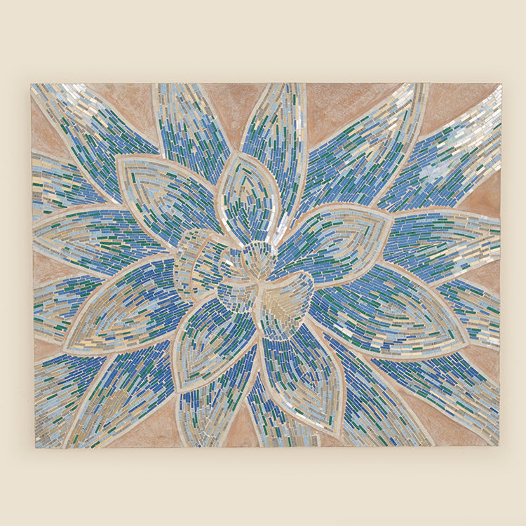 Indoor Blue Flower Mosaic Canvas Art