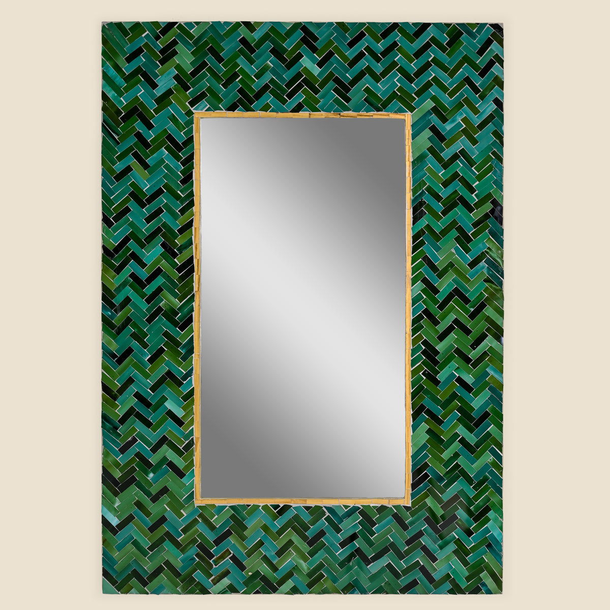 Green and Blue Mosaic Framed Mirror