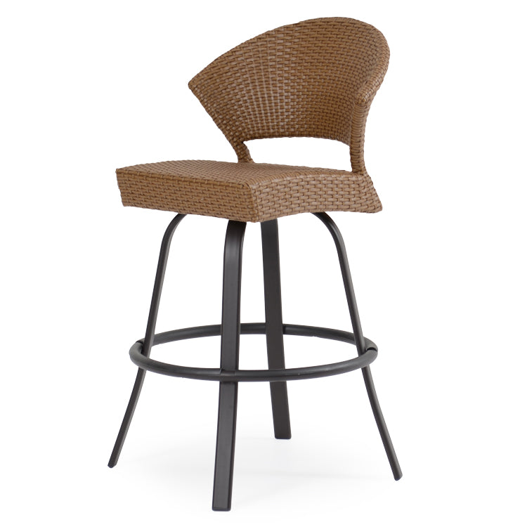 Empire Outdoor Wicker Bar Height Stool with Curved Back