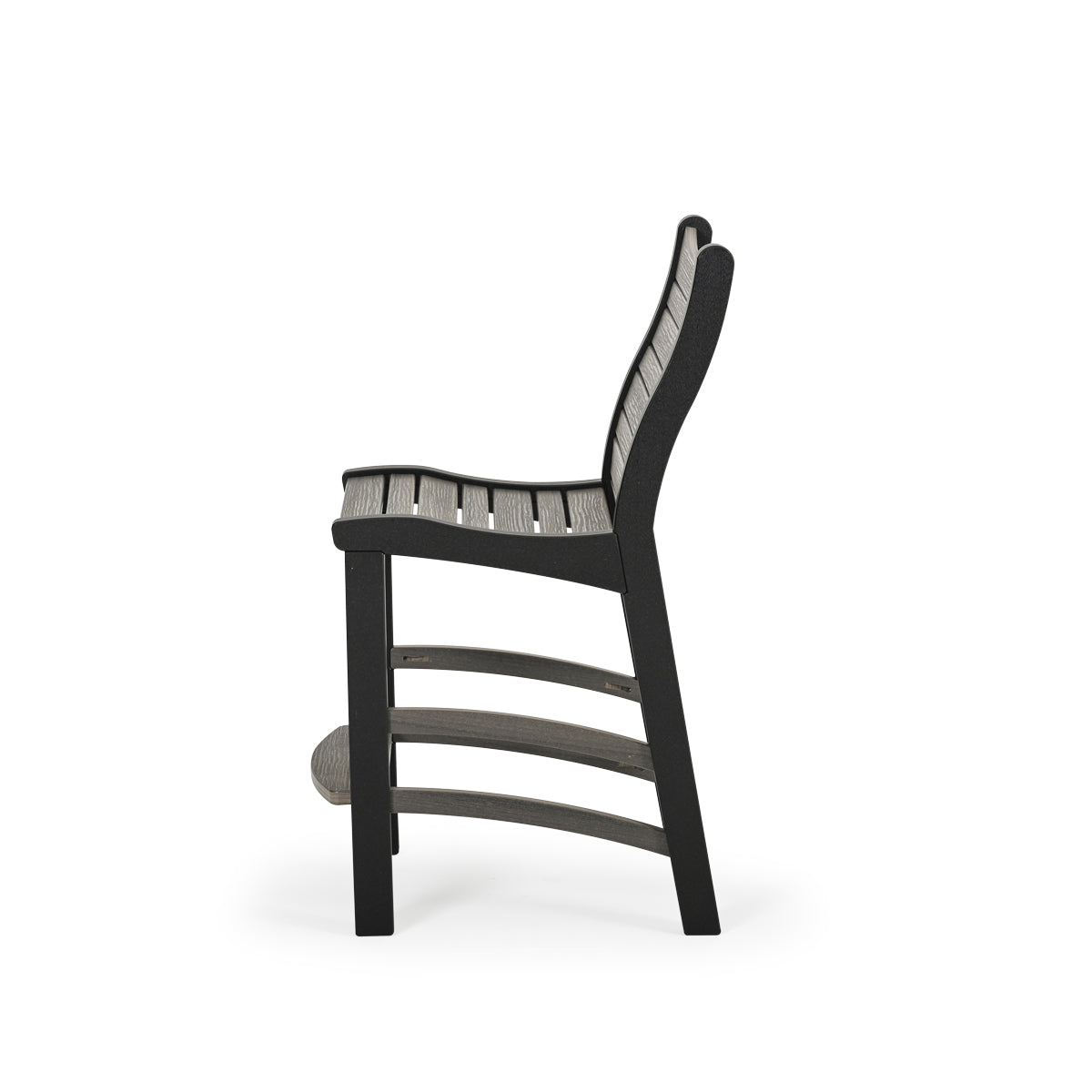Side view of outdoor poly lumber counter height stool