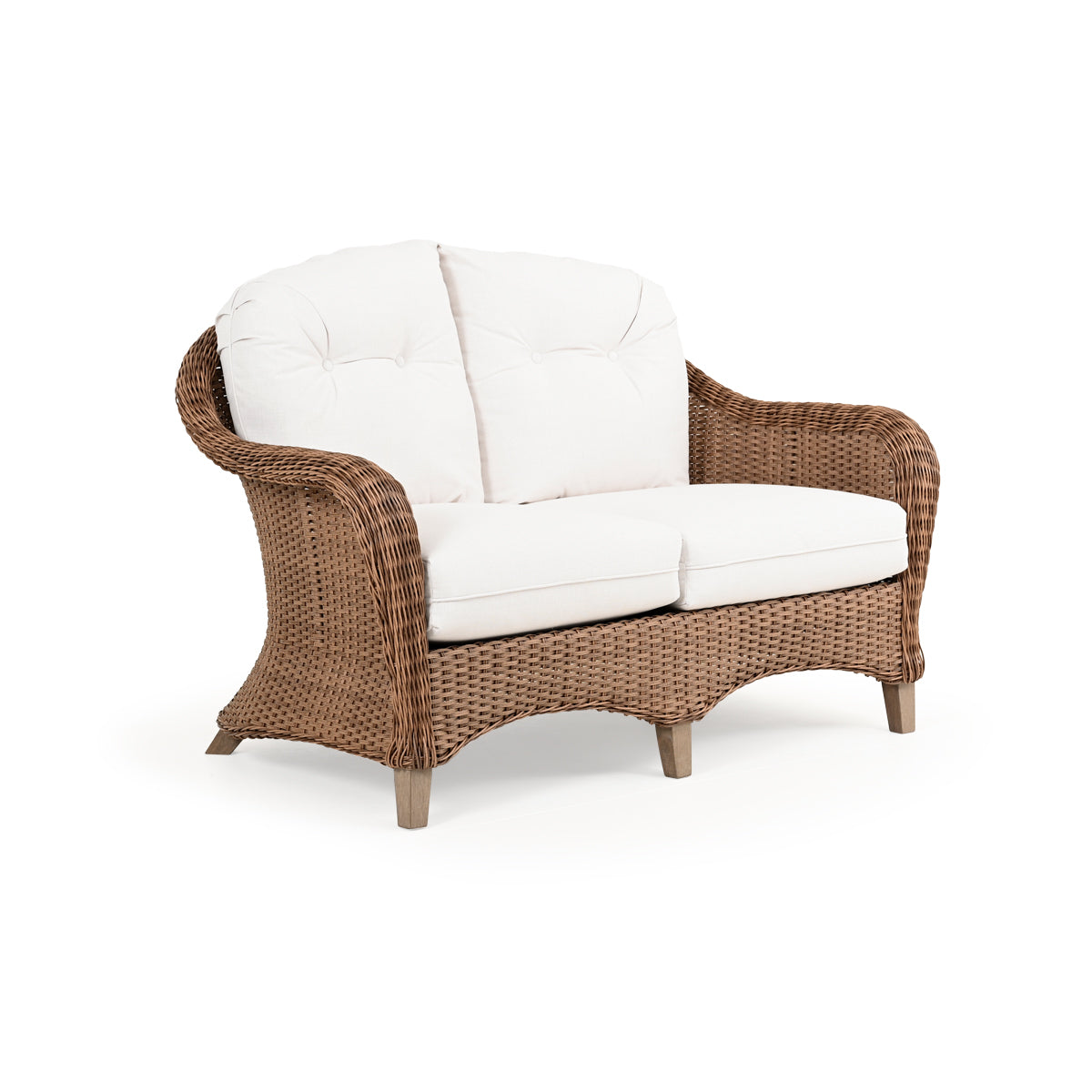 Sanibel Outdoor Wicker Loveseat in Nutmeg Finish