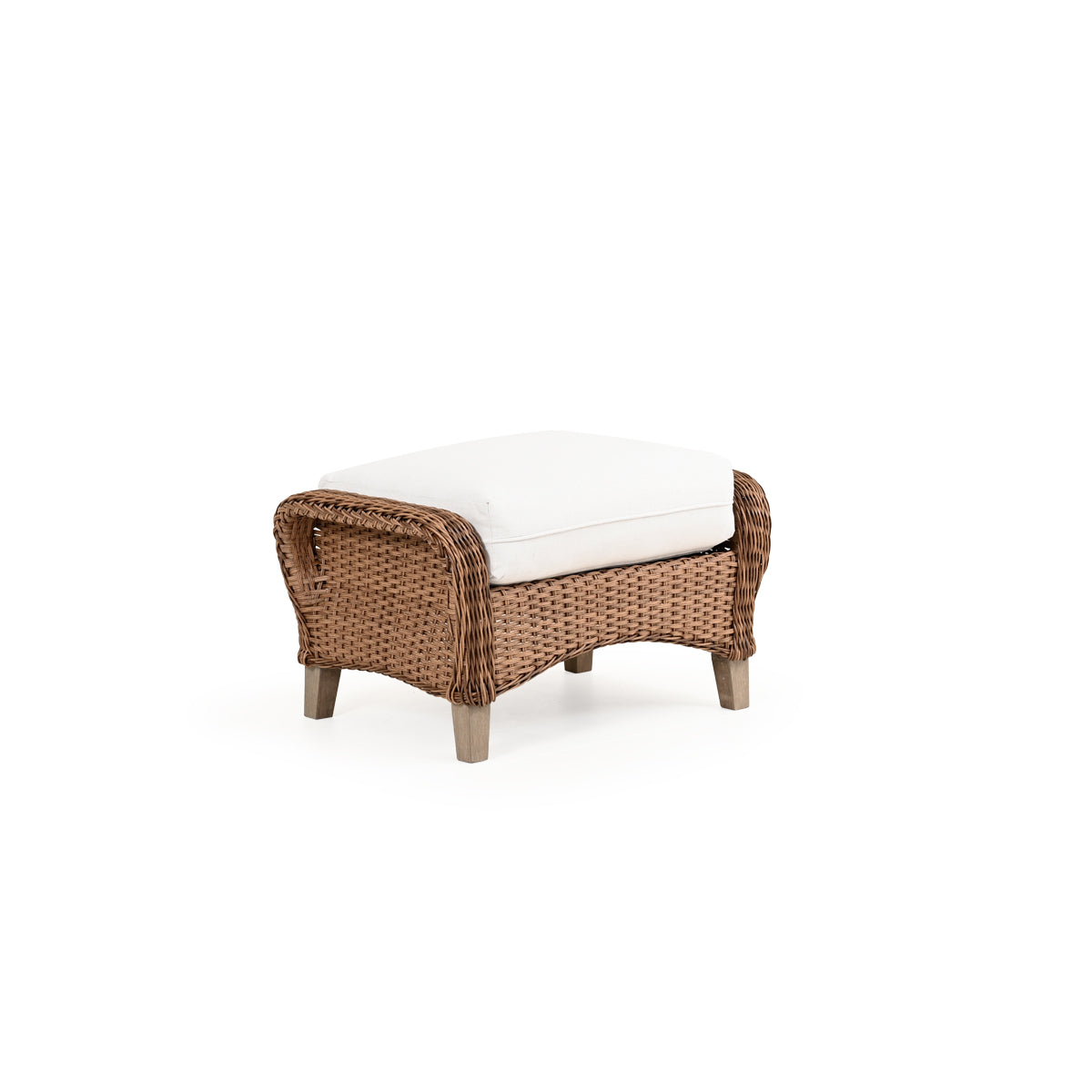 Sanibel Outdoor Wicker Ottoman in Nutmeg Finish