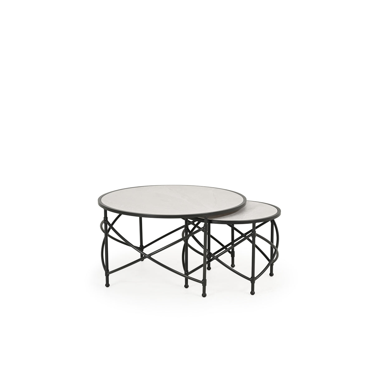 Bermuda Outdoor Aluminum Nested Cocktail & End Tables with Tile Top