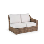 Outdoor Woven Right Facing Arm Loveseat with two seat cushions and two back cushions.