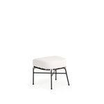 Outdoor aluminum ottoman with curved front and cushion
