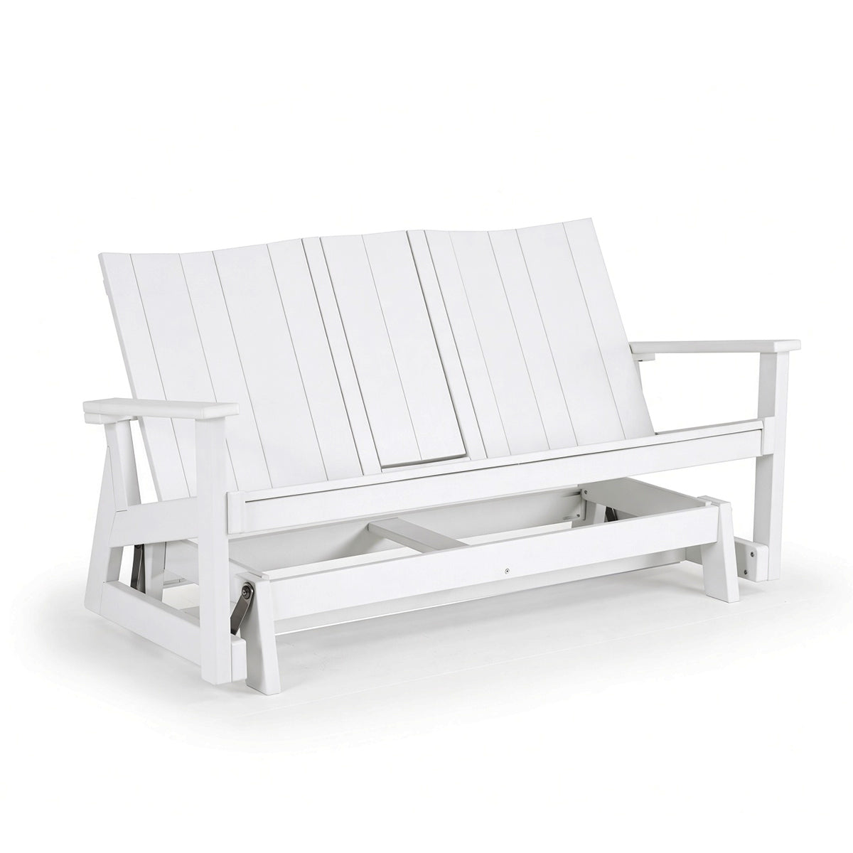Simplicity Poly Lumber Double Glider with Fold Down Cup Holder
