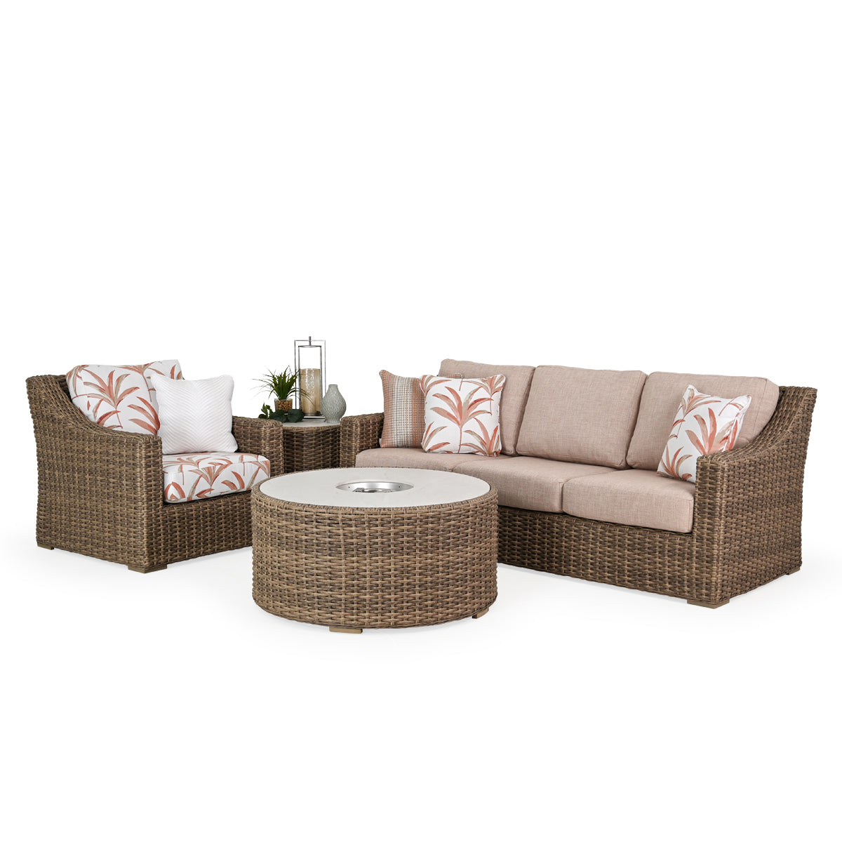 Bermuda Outdoor Wicker 40" Round Fire Pit
