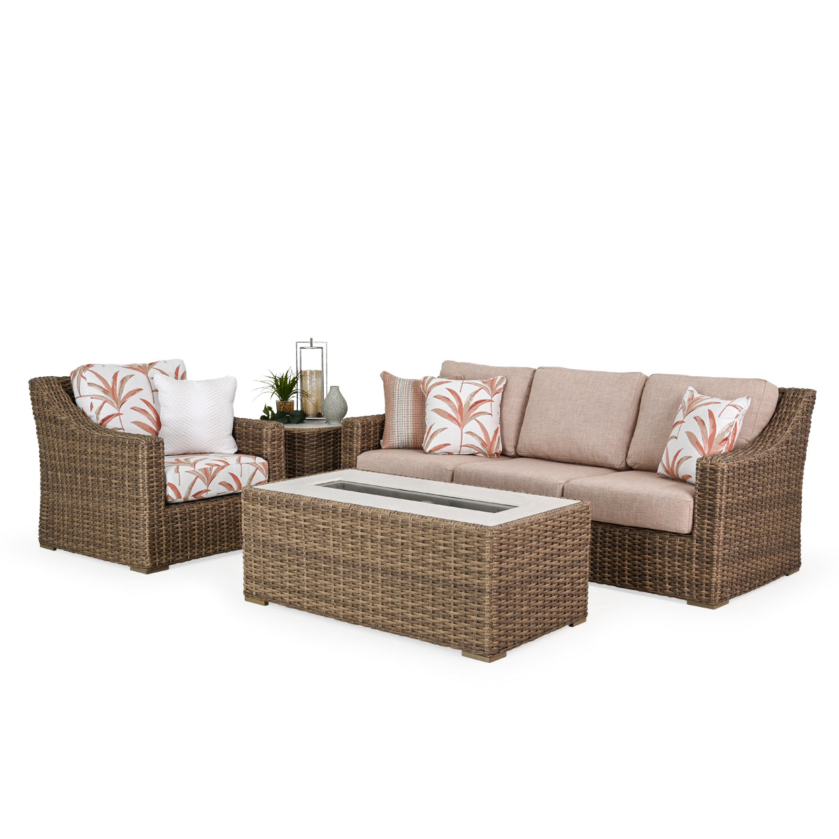 Bermuda Outdoor Wicker 26" x 50" Rectangle Fire Pit