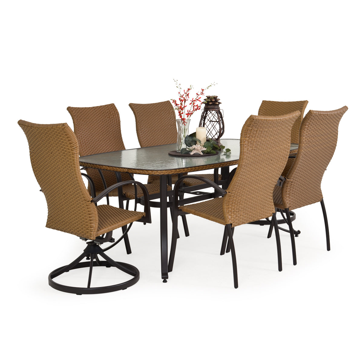 Empire Outdoor Wicker 7 Piece Mixed High Back Dining Set