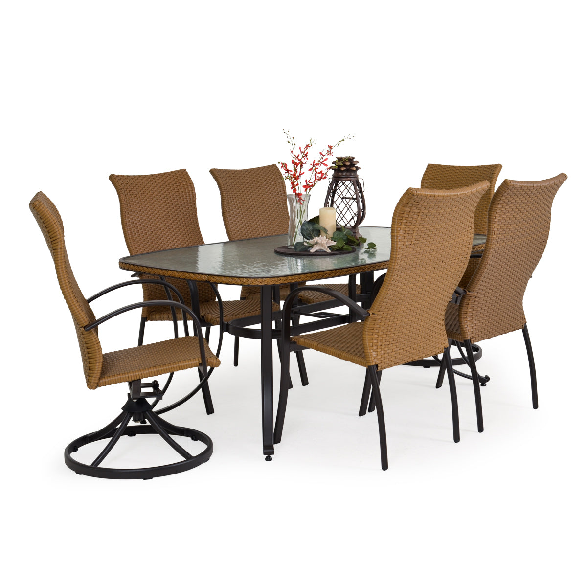 Empire Outdoor Wicker 7 Piece Mixed High Back Dining Set