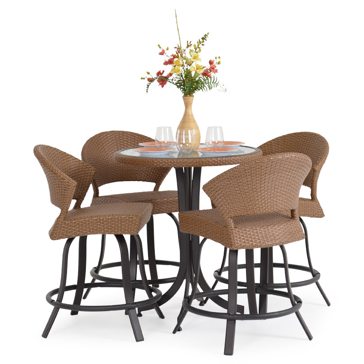 Empire Outdoor Wicker 5 Piece Counter Height Set