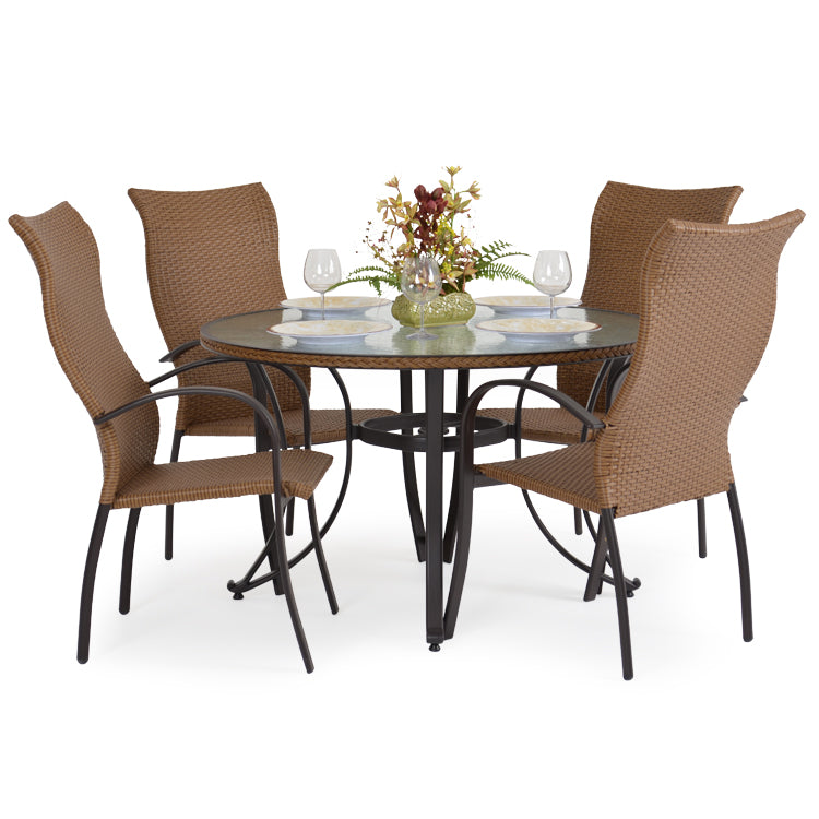 Empire Outdoor Wicker 5 Piece High Back Dining Set