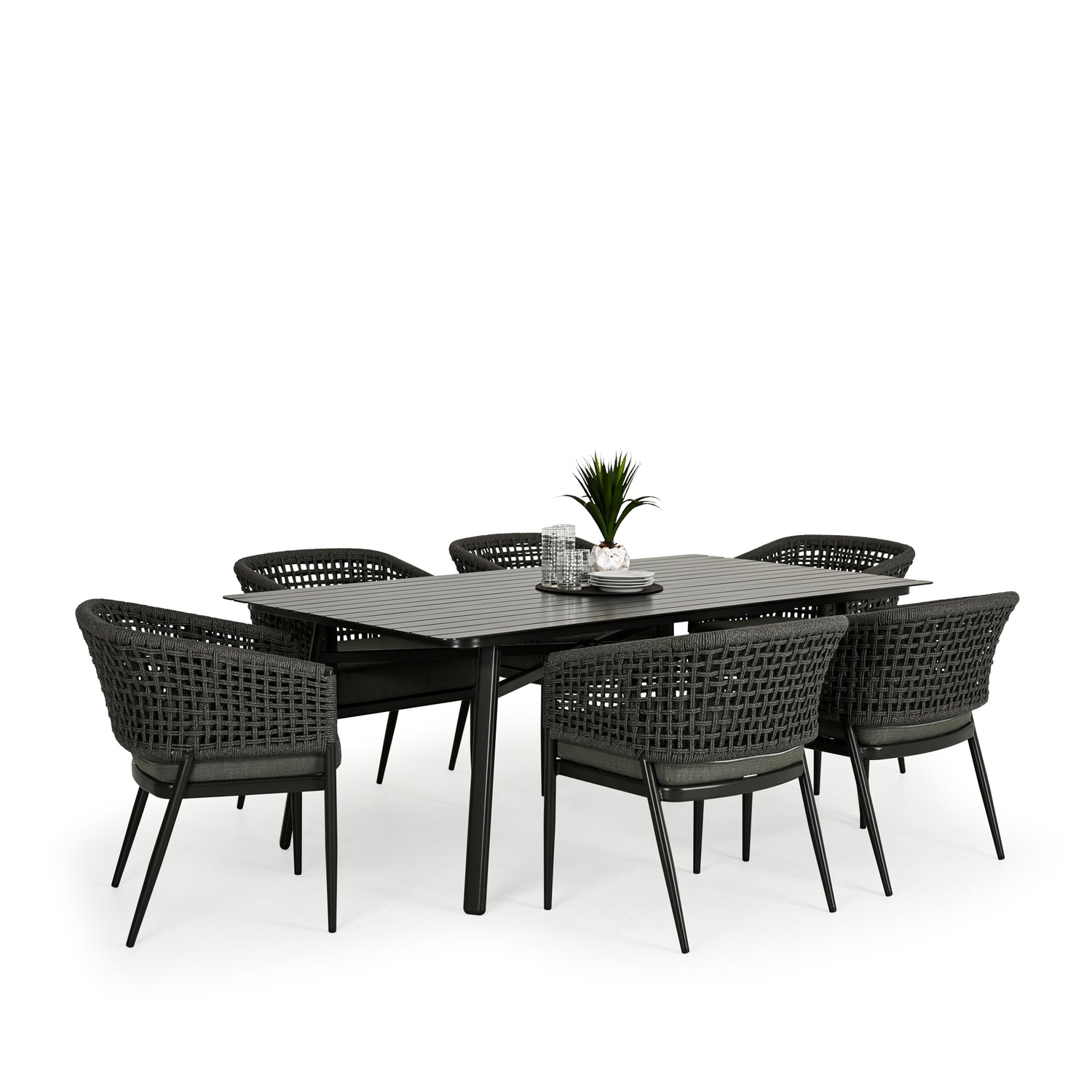 Laguna Outdoor Aluminum Rope 7 Piece Dining Set