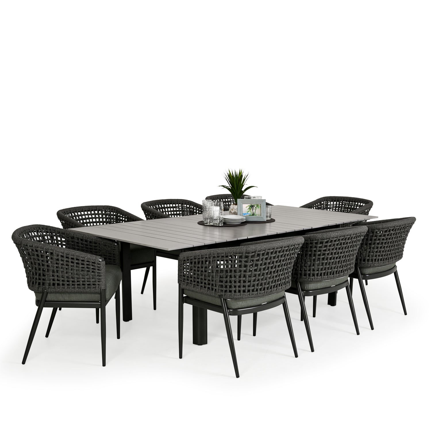 Laguna Outdoor Aluminum Rope 9 Piece Dining Set