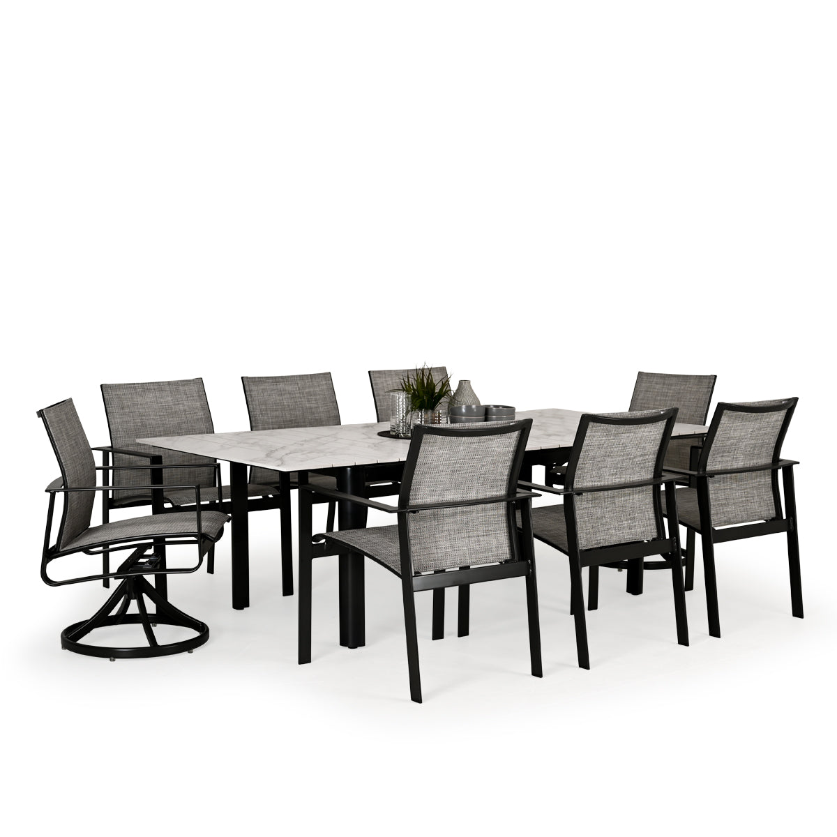 Reef Outdoor Aluminum 9 Piece Extension Dining Set