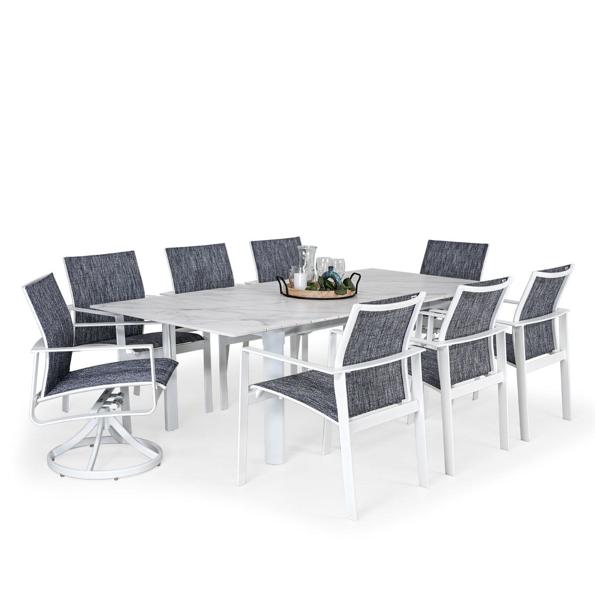 Reef Outdoor Aluminum 9 Piece Extension Dining Set