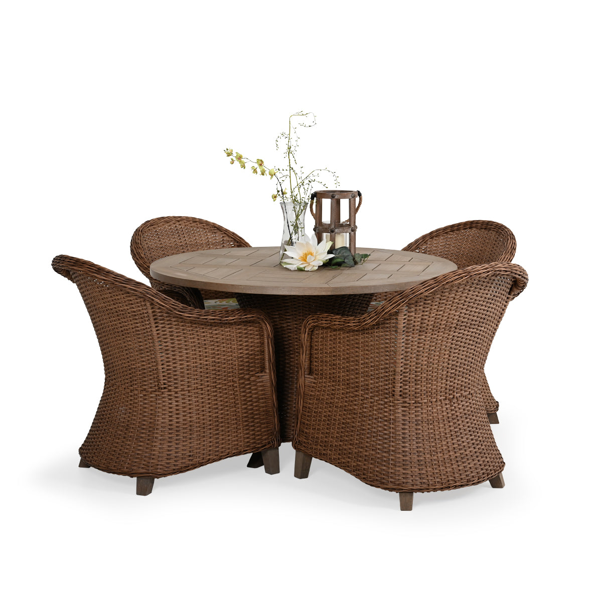 Sanibel Outdoor Wicker 5 Piece 48" Round Dining Set