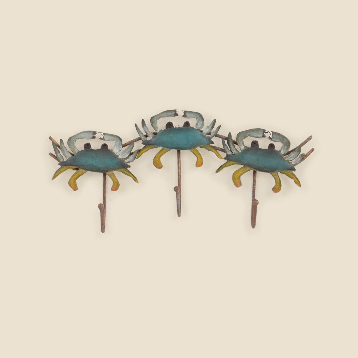 Blue Crab Triple Hook Wall Hanging