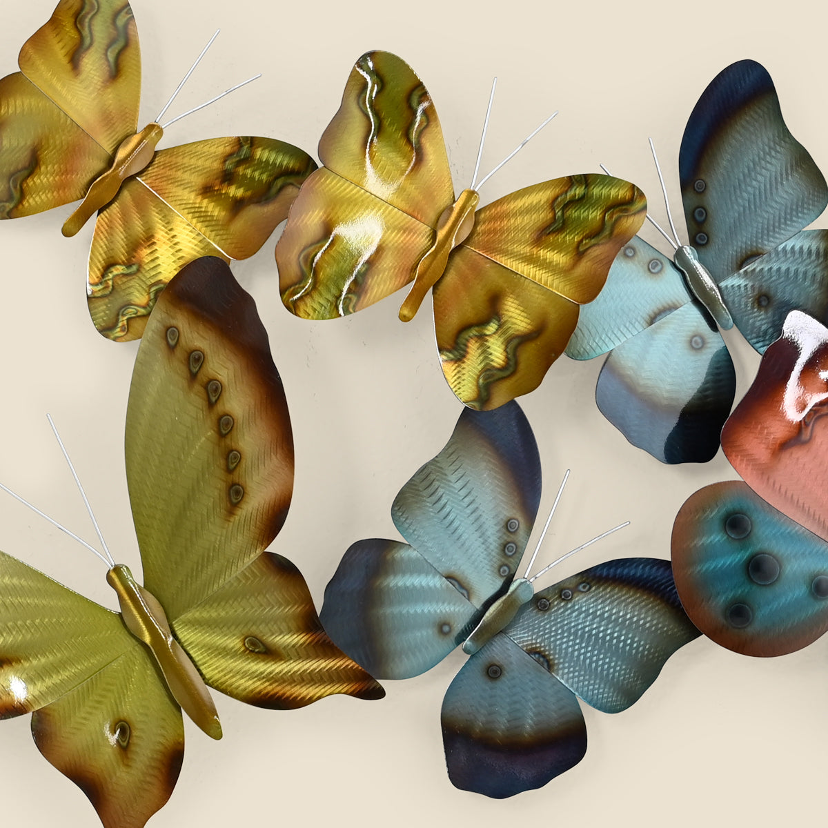 Mixed Flight Horizontal Butterflies Metal Wall Art