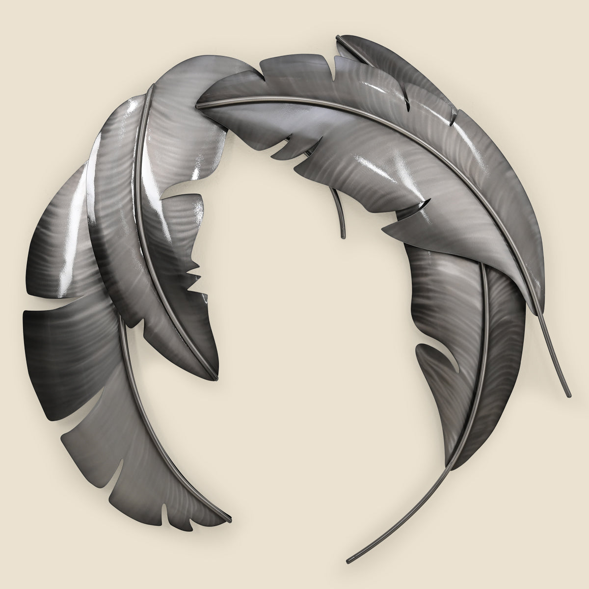 Silver Banana Leaves Metal Wall Art