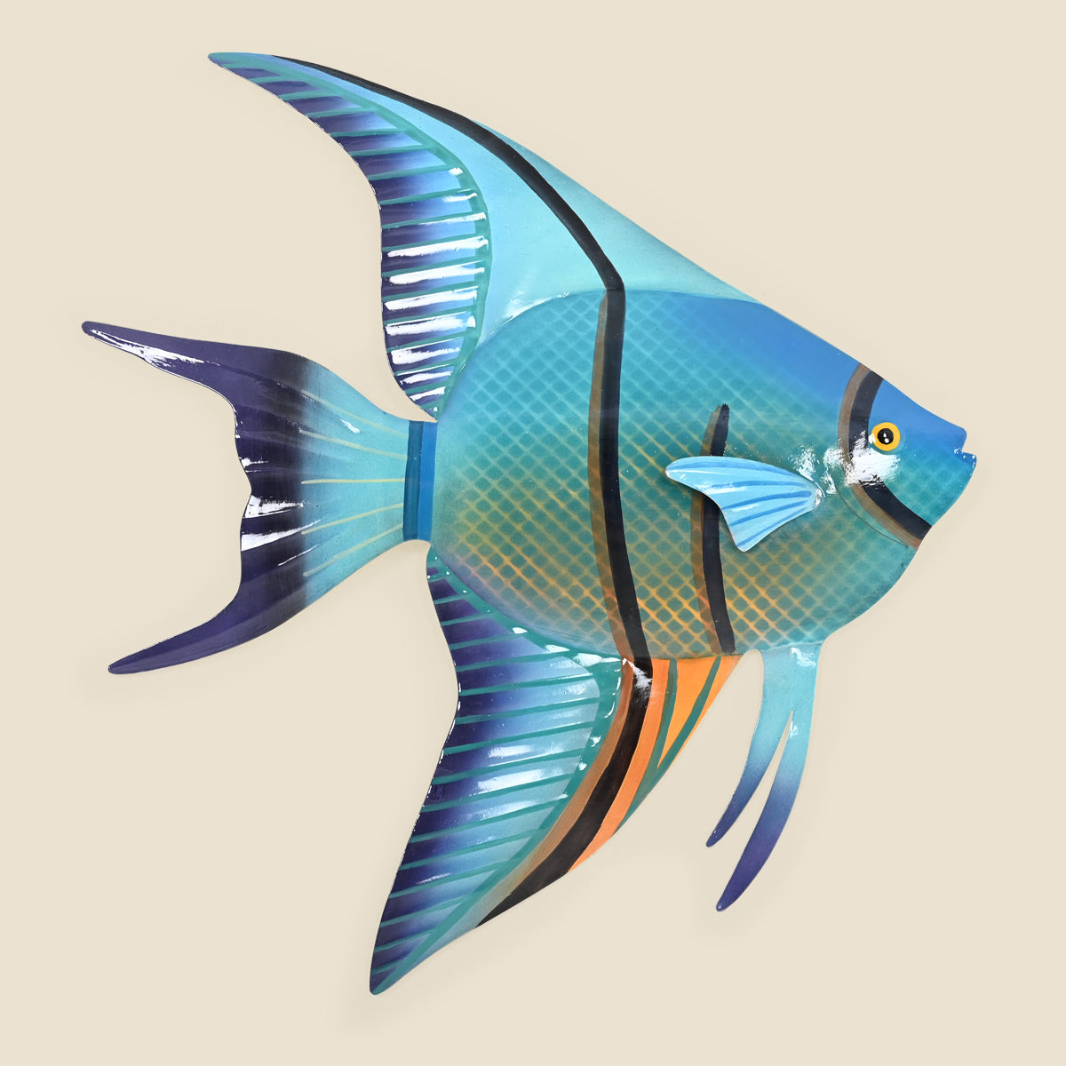 Blue Angelfish Metal Wall Art, Right Facing