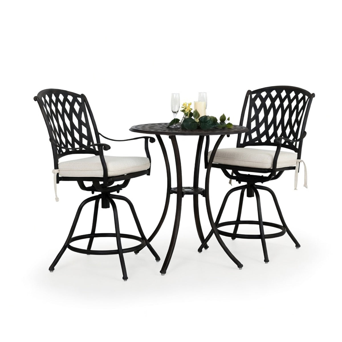 Outdoor Counter Set Trellis Outdoor Cast Aluminum 3 Piece Counter Set – Leaders Furniture