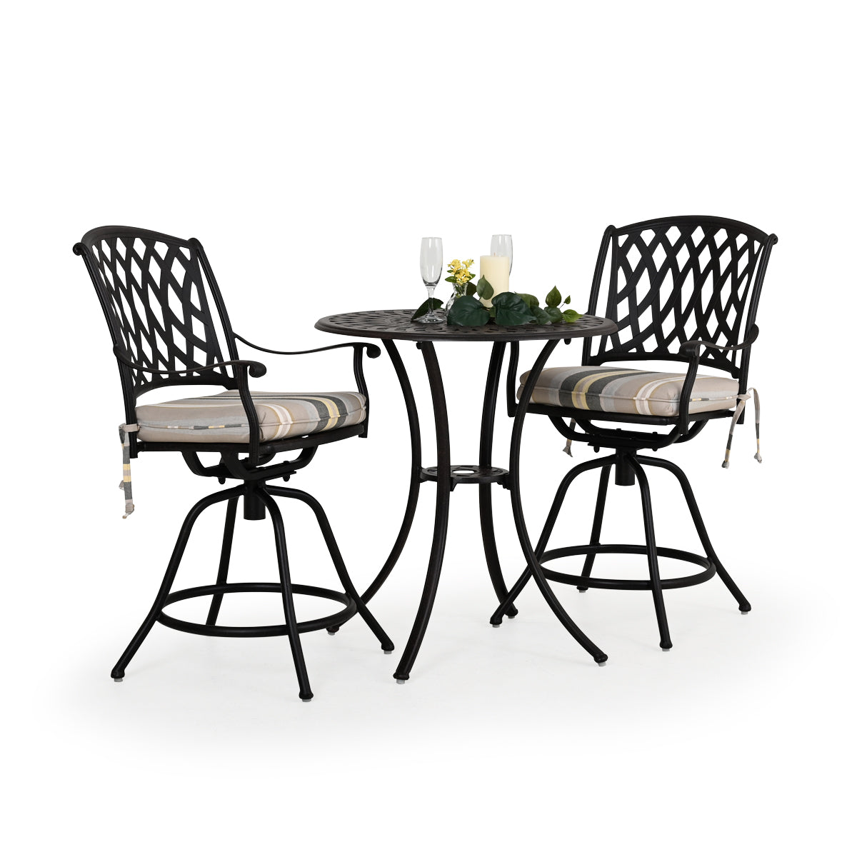 Trellis Outdoor Cast Aluminum 3 Piece Counter Set