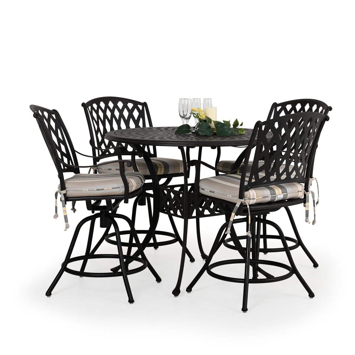 Trellis Outdoor Cast Aluminum 5 Piece Counter Set