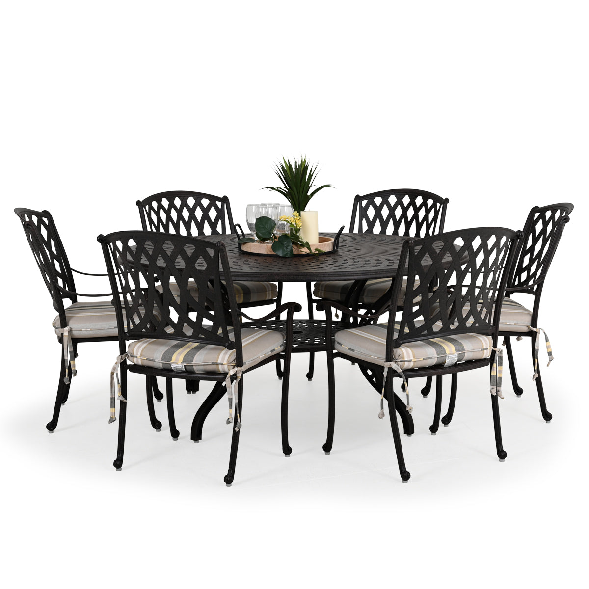 Trellis Outdoor Cast Aluminum 7 Piece Round Dining Set