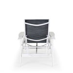 Back view of marine grade polymer and sling chaise lounge