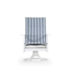 Front view of marine grade polymer and sling swivel tilt dining chair