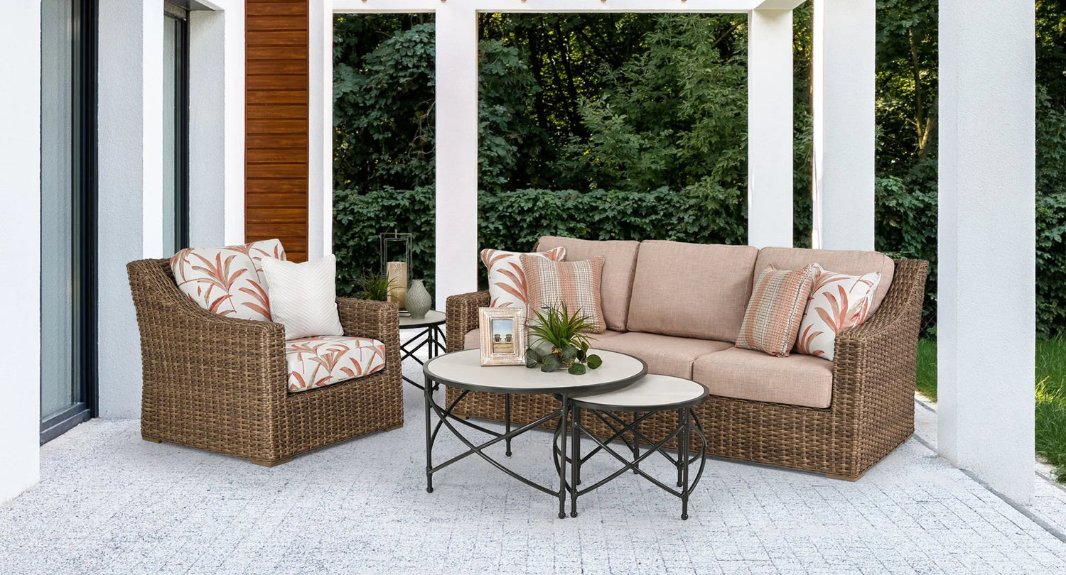 Bermuda Outdoor Aluminum End Table with Gravel Tile Top