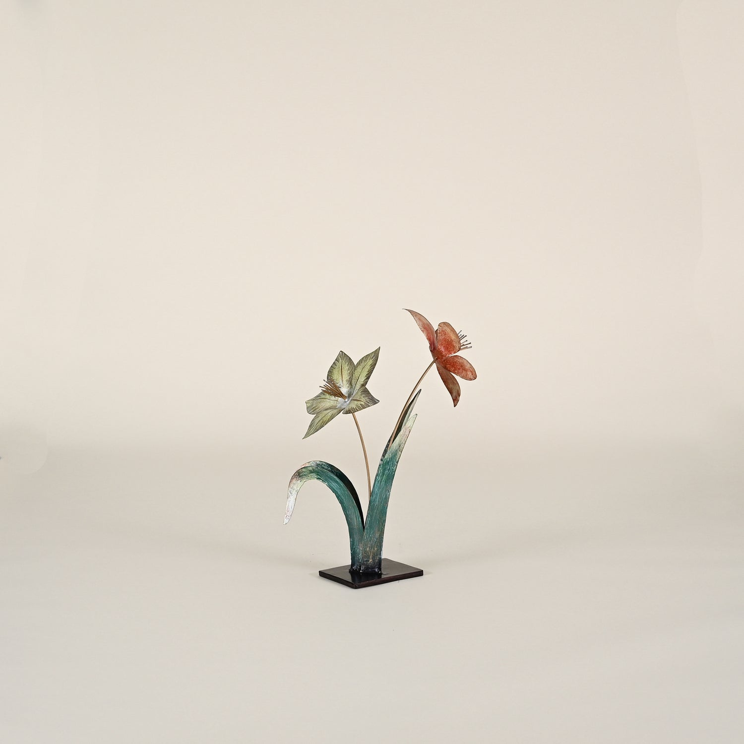 Yellow and Orange Metal Flower on Stand