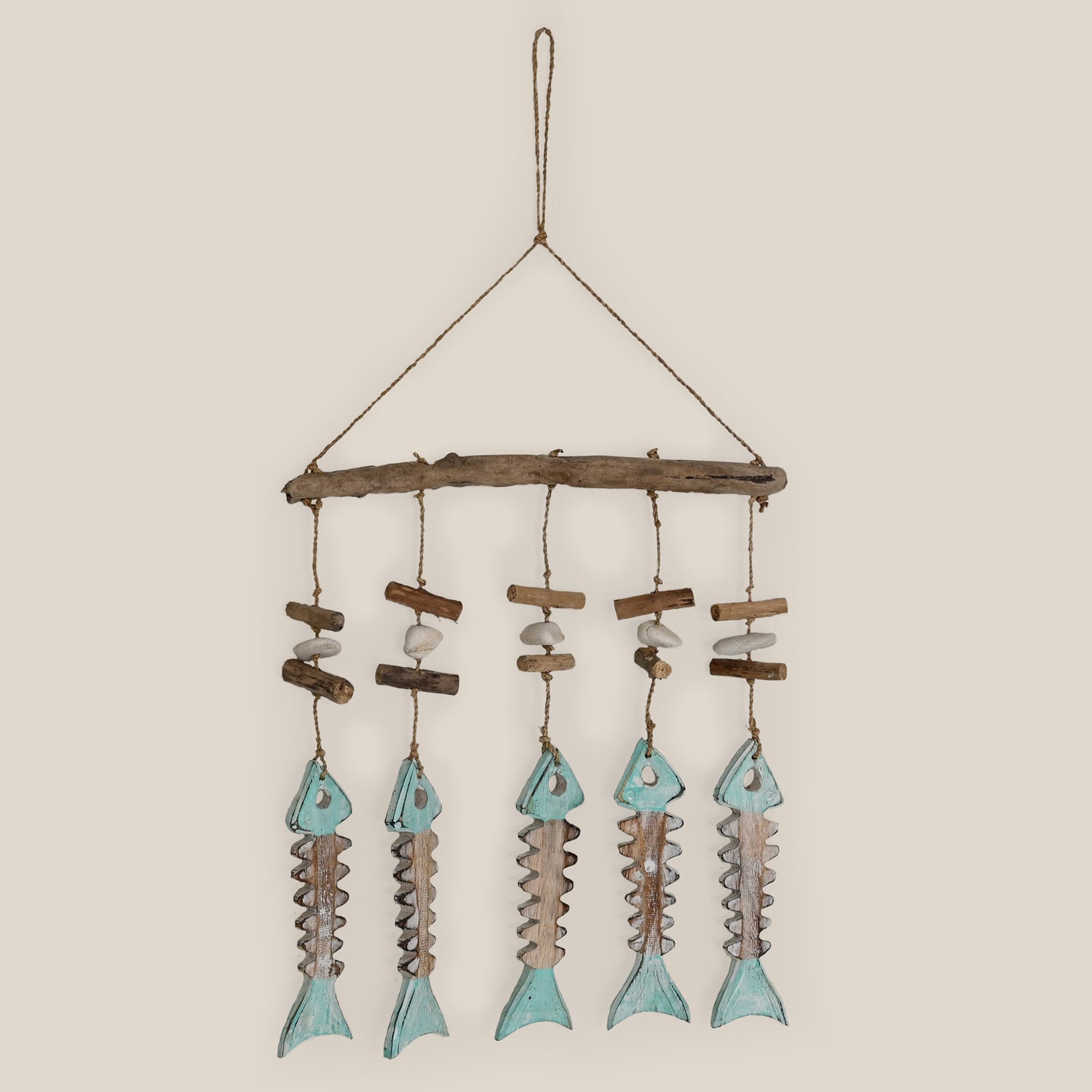 Five Fish Bones & Buoys Wall Hanging