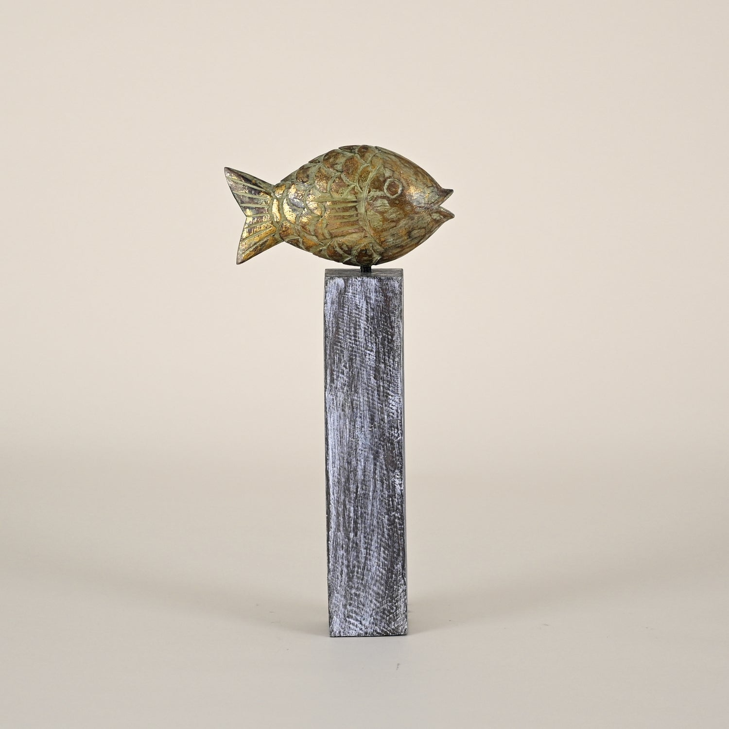 Green Fish on Square Pillar