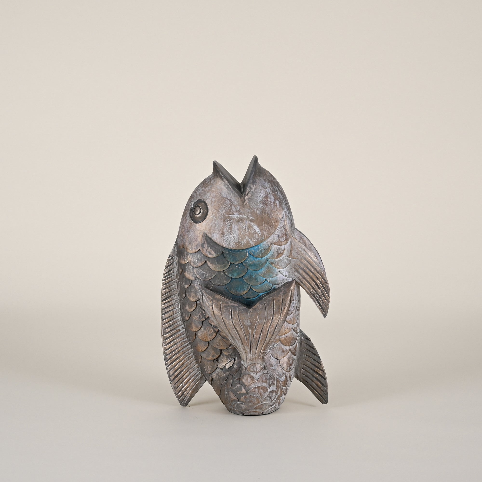 Wood Fish Standing Upright on Curved Tail – Leaders Furniture