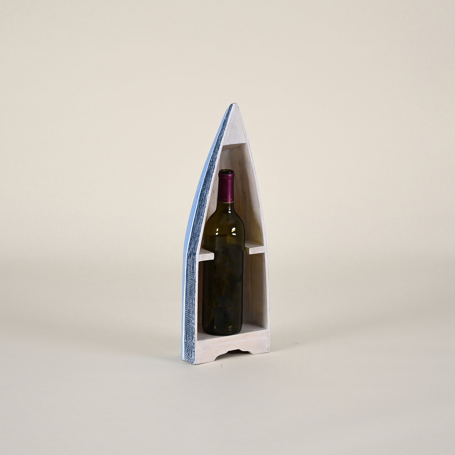 Blue & White Sail Boat Wine Holder