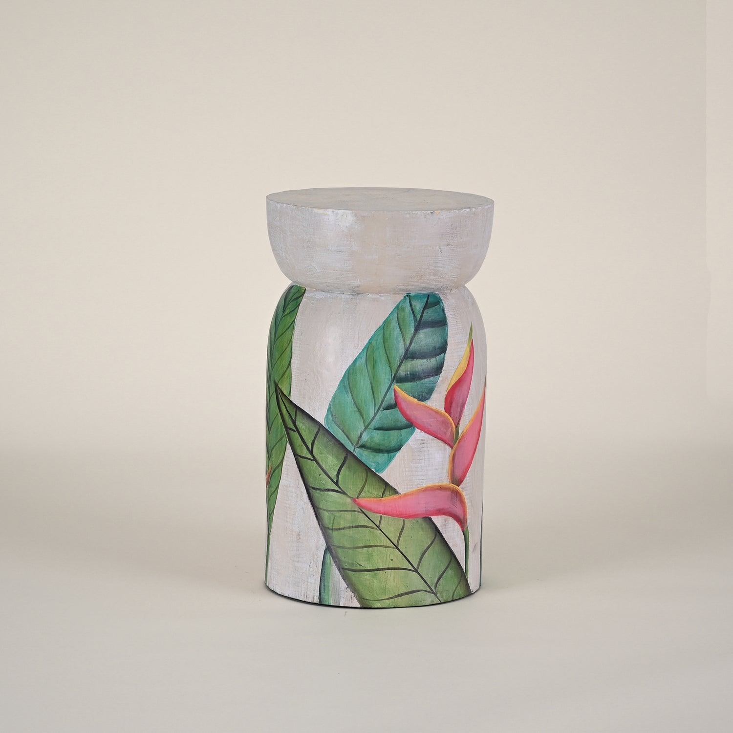 Bird of Paradise Stool with Flowers & Leaves