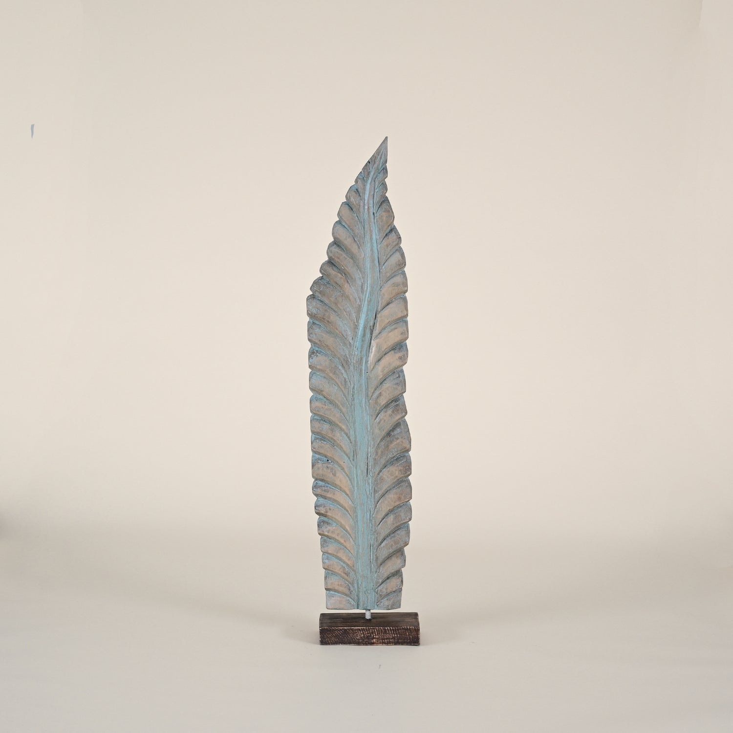 Tall Wood Leaf with Light Blue/Green Center