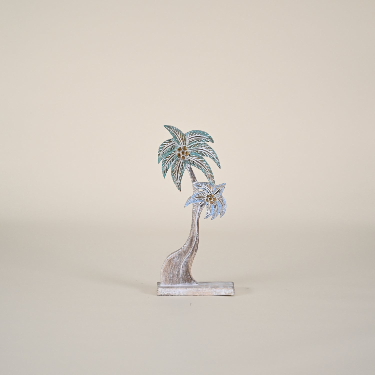 Two Curved Trunk Palm Trees on Stand