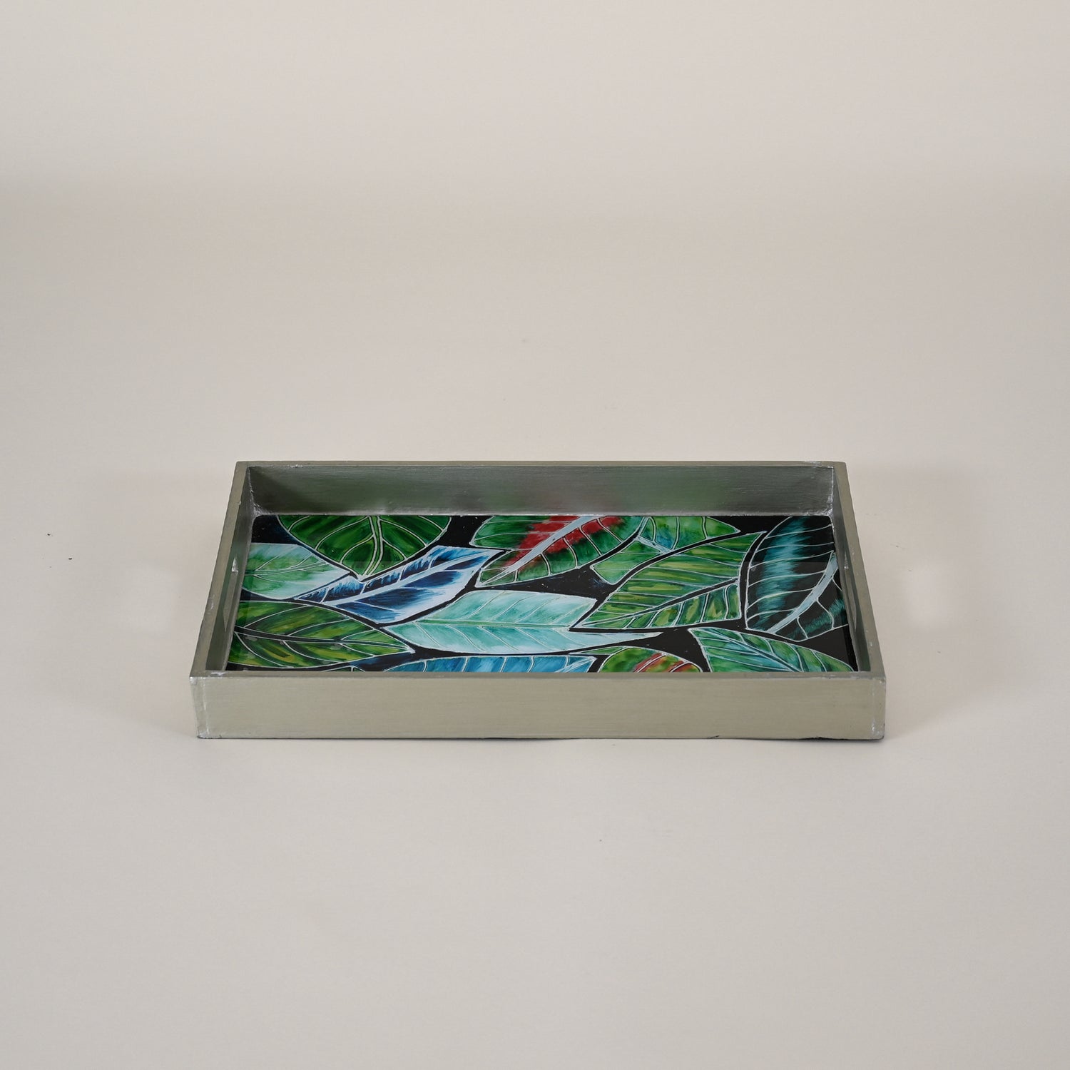 Mosaic Tray with Colorful Palm Leaves