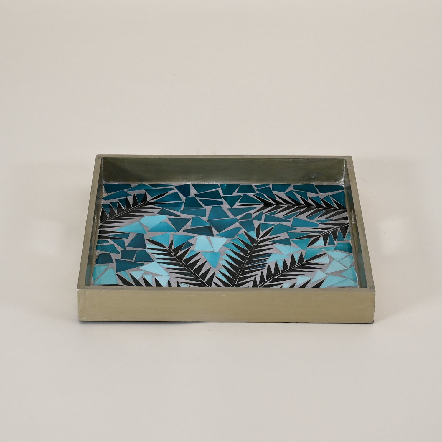 Mosaic Tray with Black Palms over Water