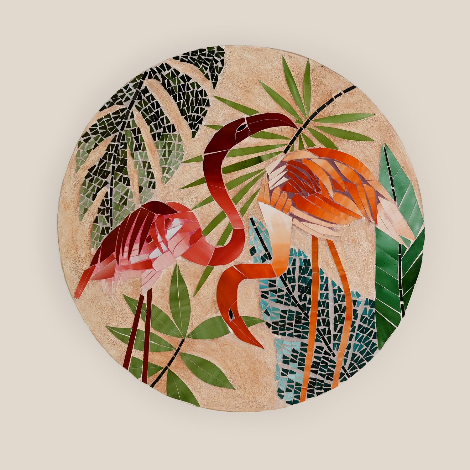Mosaic Wall Hanging with Flamingos